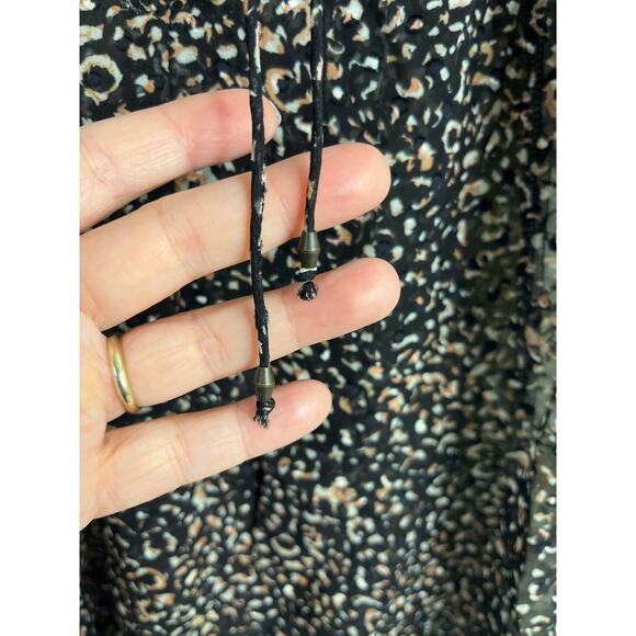 ULLA JOHNSON SILK BLACK & WHITE BLOUSE WITH RUFFLED SLEEVES, Size 2 - Picture 4 of 10